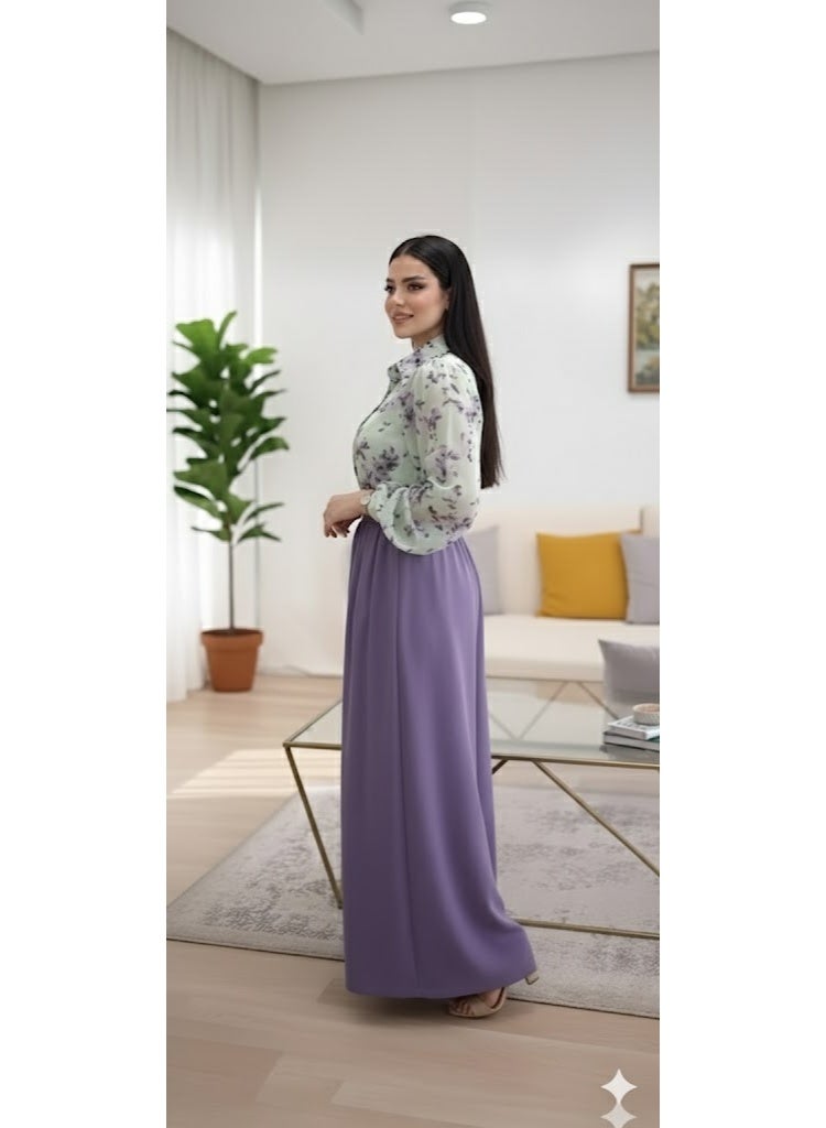 FULL JOY Stylish Two-piece set:Attractive long-Sleeved blouse and a wide skirt with distinctive details; Fashion Outfit. - Image 2
